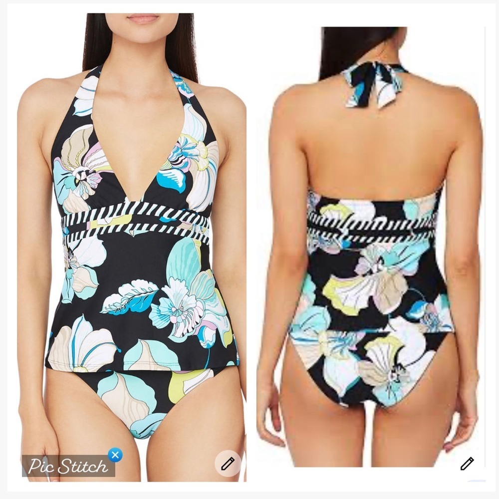 Trina Turk Sintra Floral Halter Tankini Top